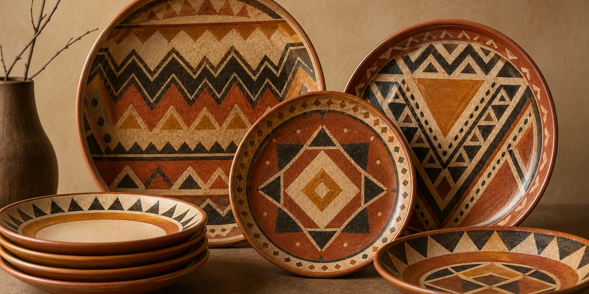 Motifs géométriques africains sur céramique