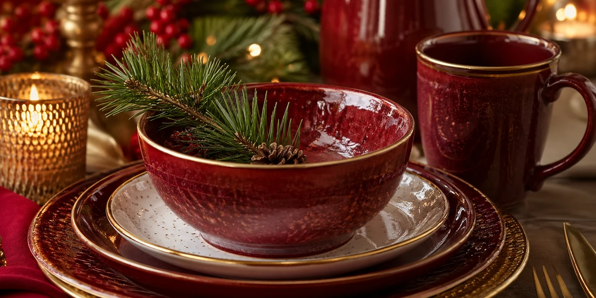 Service de table Noël rouge et or