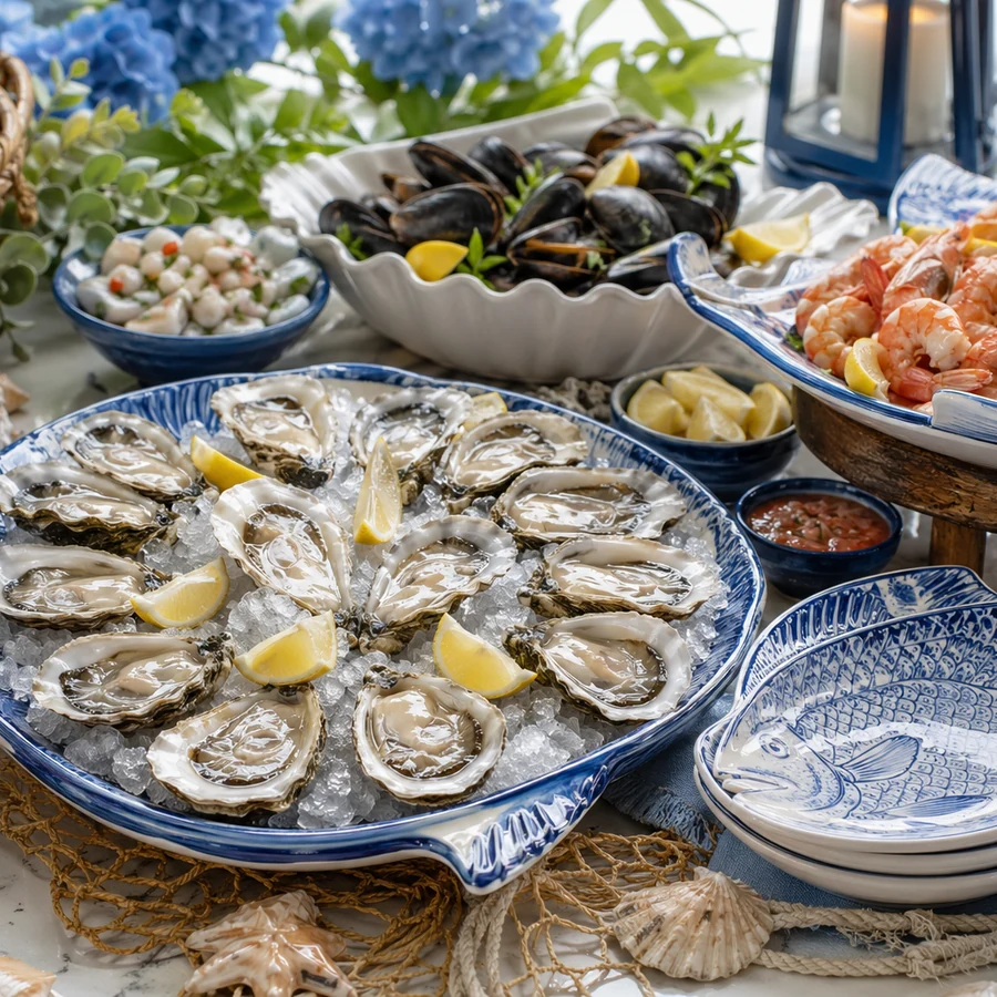 Buffet marin assiettes poisson